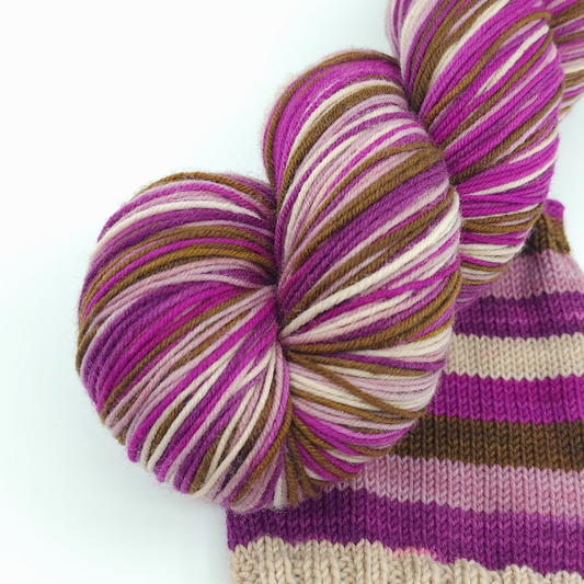 Raspberry Truffle -- Sturdy Sock, Self Striping Yarn