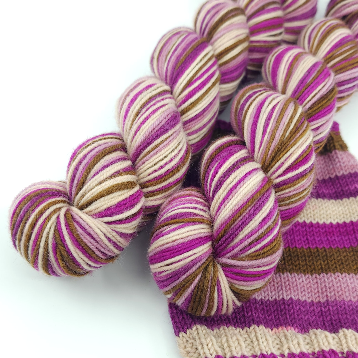 Raspberry Truffle-- Matchy Matchy Sturdy Sock, Self Striping Yarn